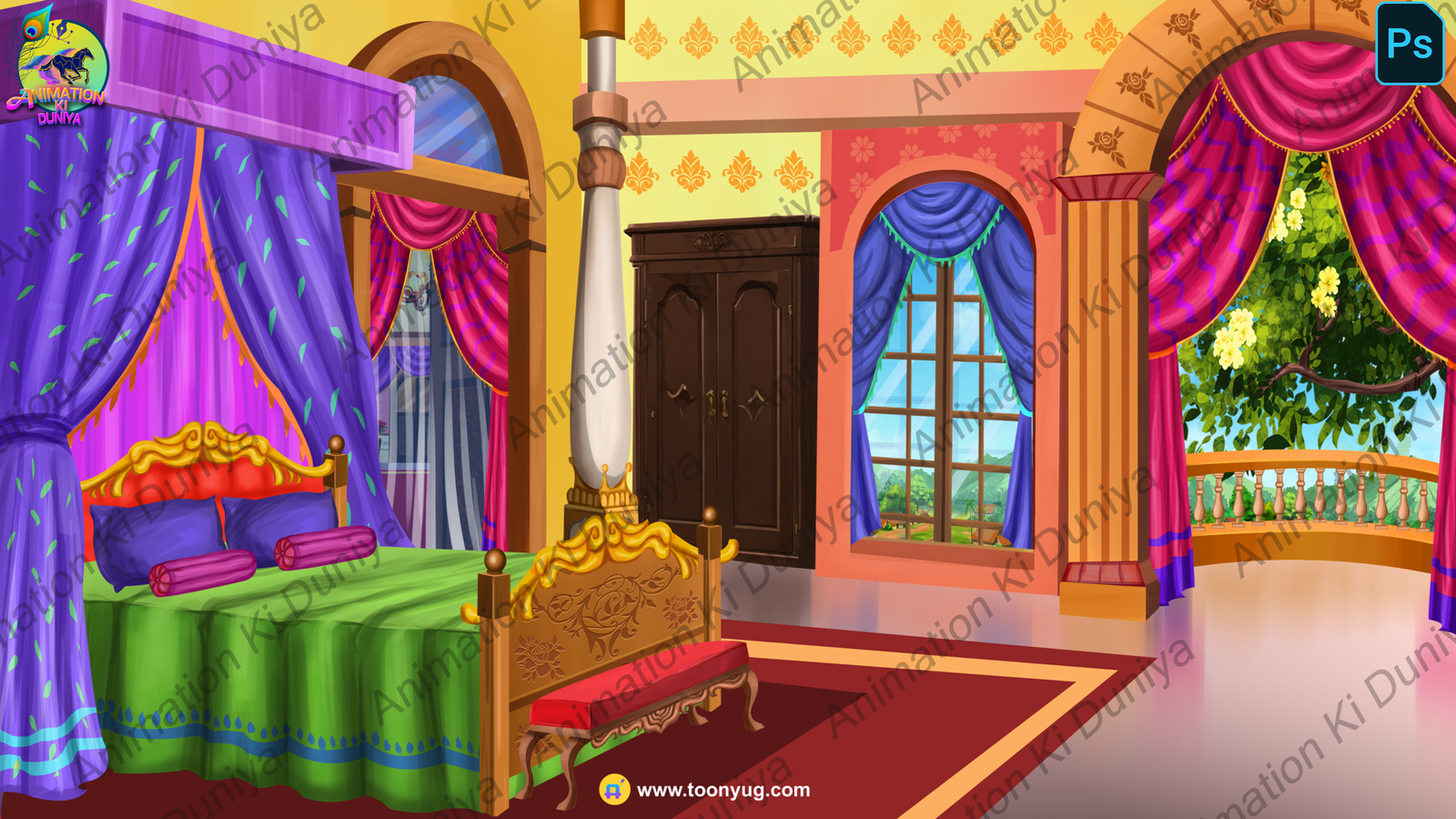 King's Bedroom - Inside Background - Inside (Rajmahal) High Quality PSD Background