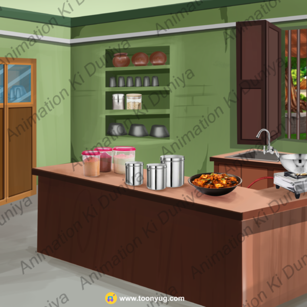 Village Kitchen Room PSD High Quality Background