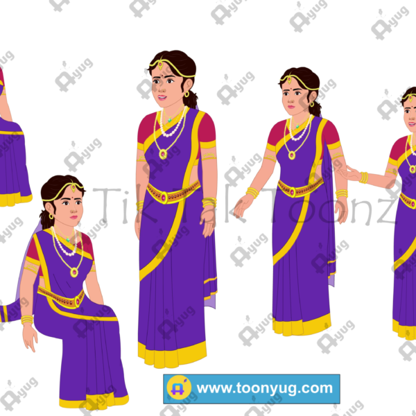 Indian Rajkumari Rani Mother(Maa) Animated Human Character