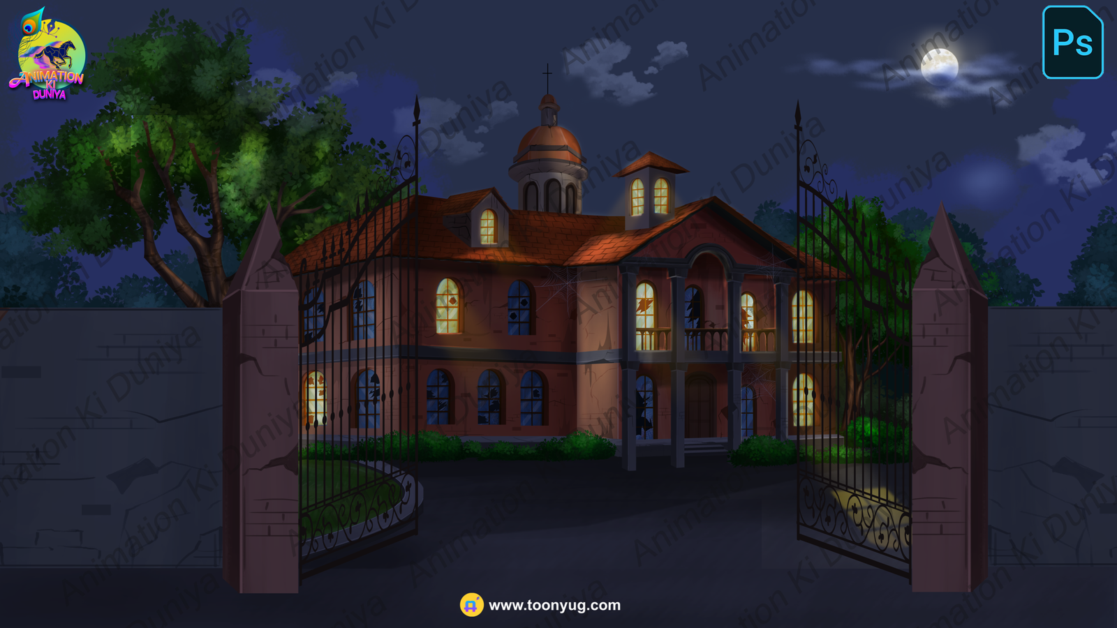 Horror Haveli Night Background