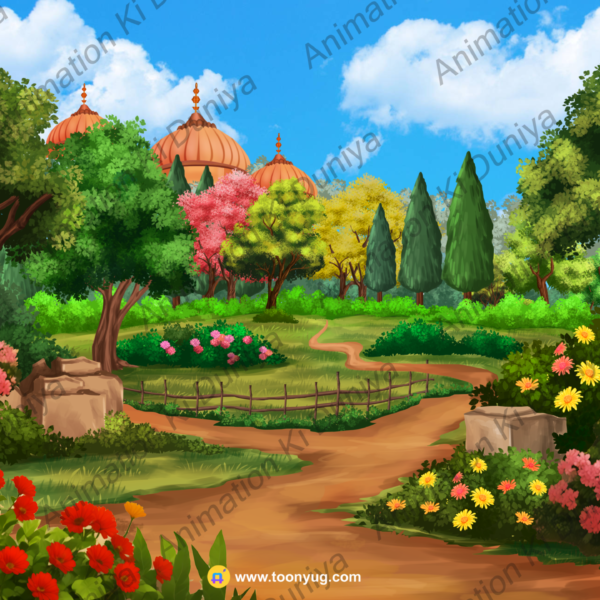 Mandir Outside With Garden