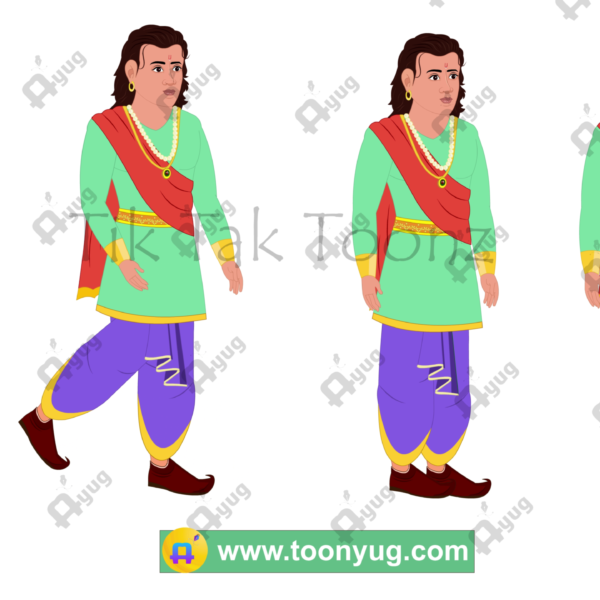Indian Young King Rajkumar Animated Human Character