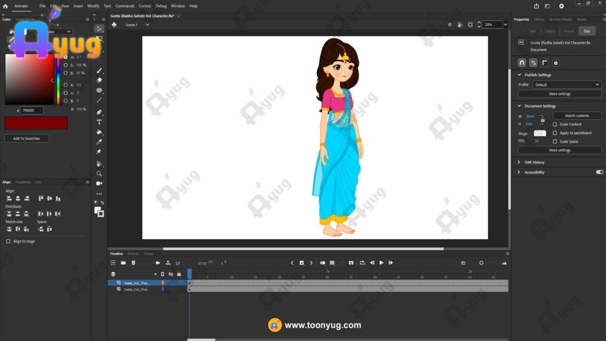 Geeta (Radha's Friend) "Rigged and Animated" Character - Krishn Series Characters - Image 2