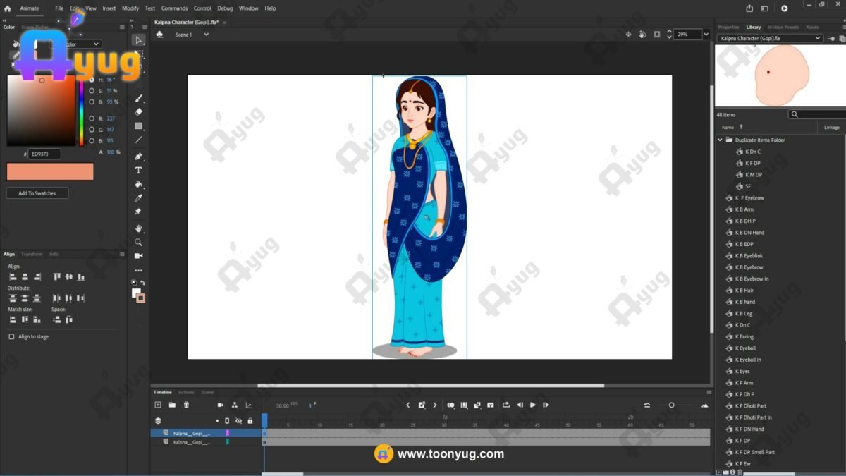 Kalpana (Yashoda's Friend) "Rigged and Animated" Character - Krishn Series Characters - Image 2