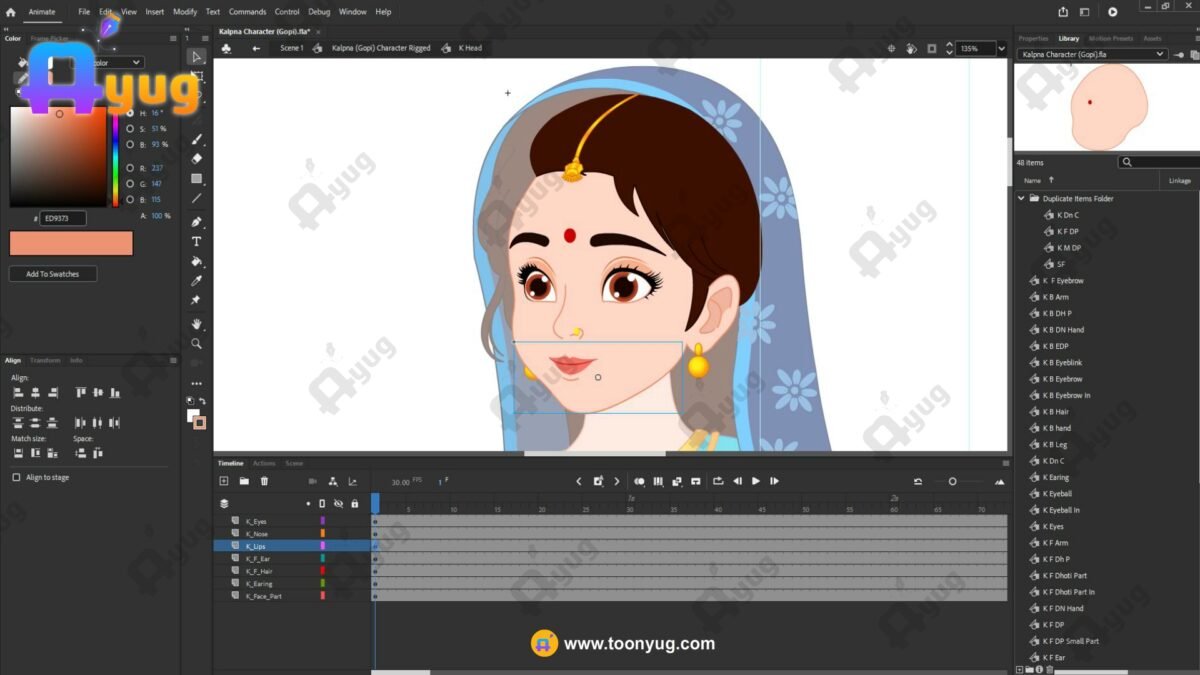 Kalpana (Yashoda's Friend) "Rigged and Animated" Character - Krishn Series Characters - Image 4