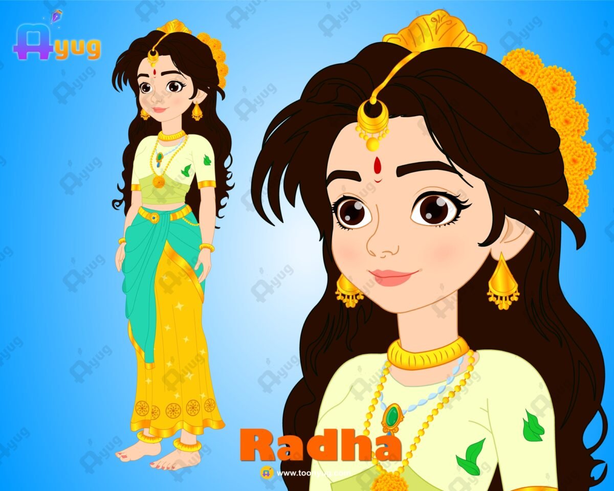 Radha Kid "Rigged and Animated" Character - Krishn Series Characters - Image 1