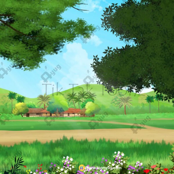 Indian Village Road Side View PSD High Quality Background