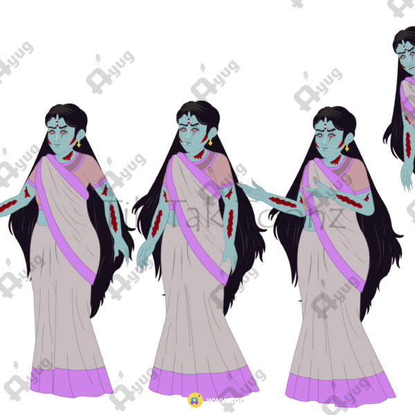 Indian Chudail Bhoot (Ghost) Woman Animated Character