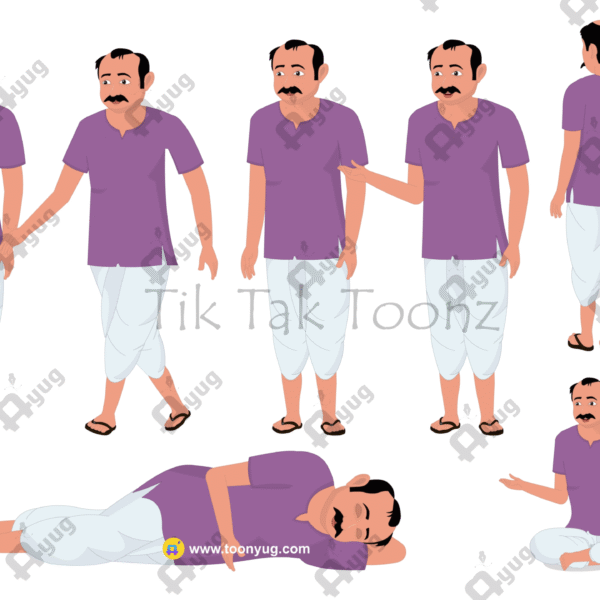 Indian Village Man Animated Human character