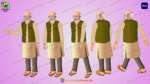 Indian Village Old Man Animated Human Character