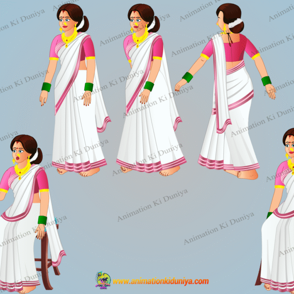 Indian Village Woman Animated Human Character