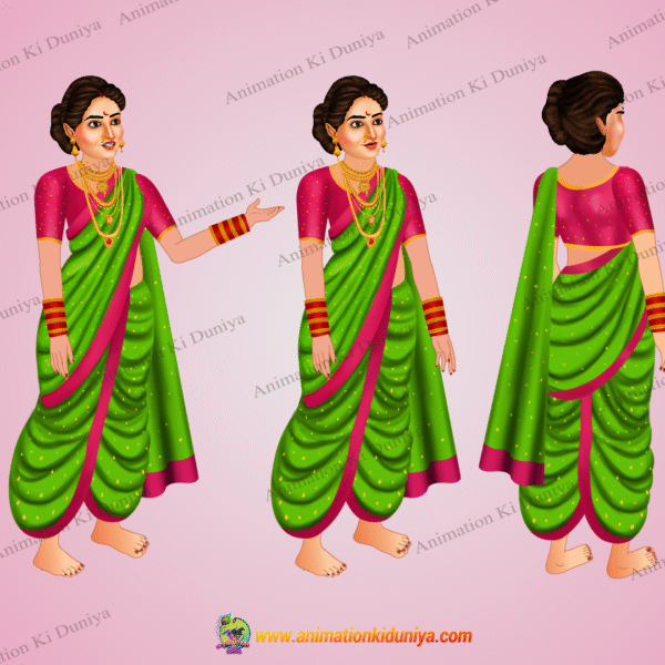 Marathi Woman Cartoon Character