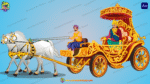 Indian New Golden Rath (Chariot) ( Rath Ghora ) Vehicle and Horses Charioteer Raja - Image 6