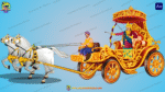 Indian New Golden Rath (Chariot) ( Rath Ghora ) Vehicle and Horses Charioteer Raja - Image 7