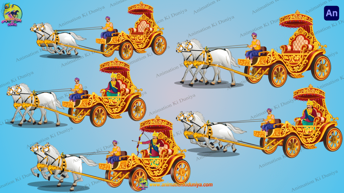 Indian New Golden Rath (Chariot) ( Rath Ghora ) Vehicle and Horses Charioteer Raja - Image 1