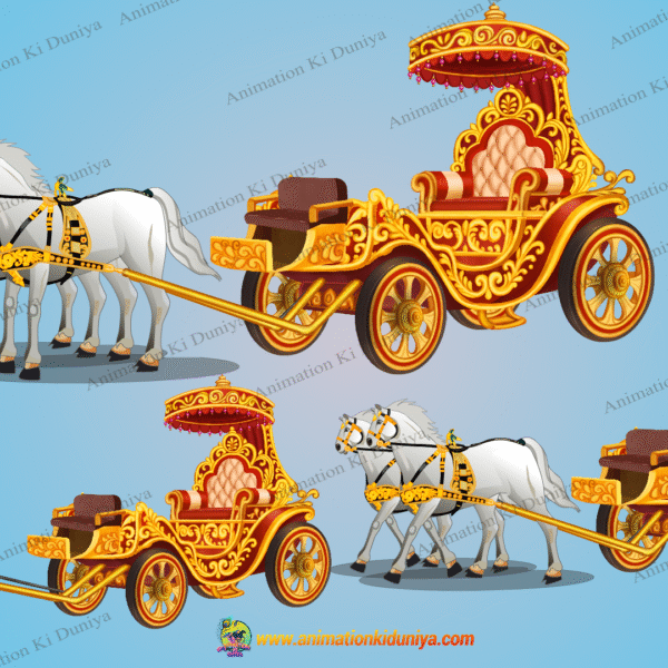 Indian New Golden Rath (Chariot) Vehicle and Horses