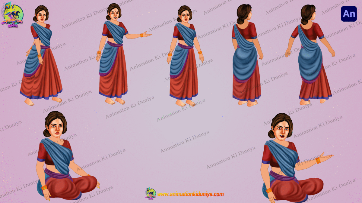 Indian New Village Woman Cartoon Character - Image 1