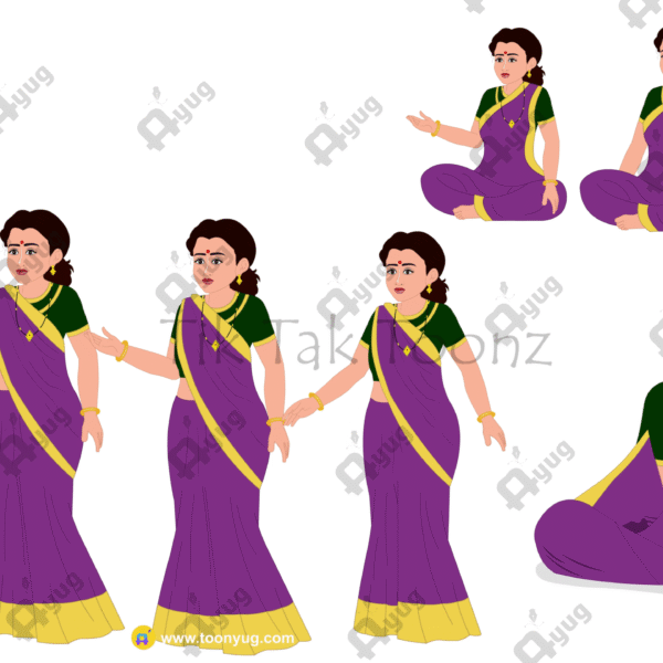 Indian Village Woman Animated Human Character