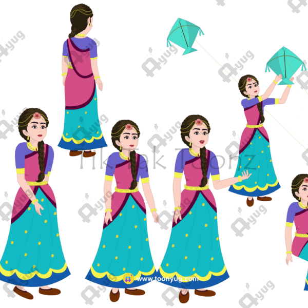 Indian Village Rani Child (Rajkumari) Animated Human Character