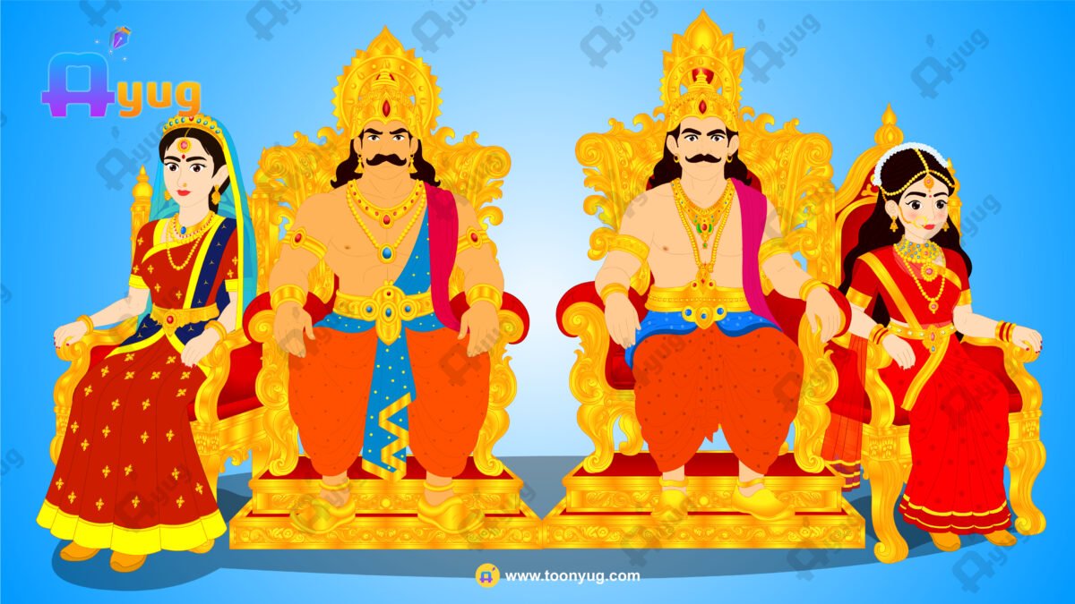 2 Kings and 2 Queens Animated Characters Set - Royal Period - Image 1