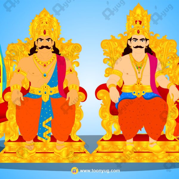 2 Kings and 2 Queens Animated Characters Set - Royal Period