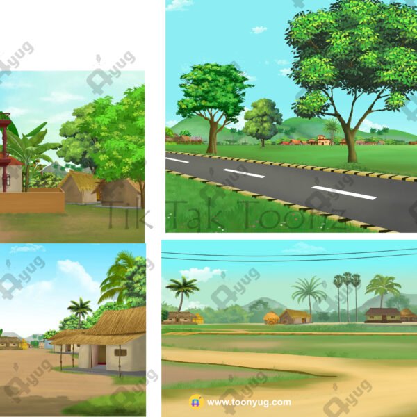 4 PSD High Quality Village Background pack