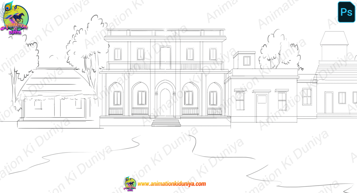 Inadian Village Background - Village and Houses – PSD Background - Image 2