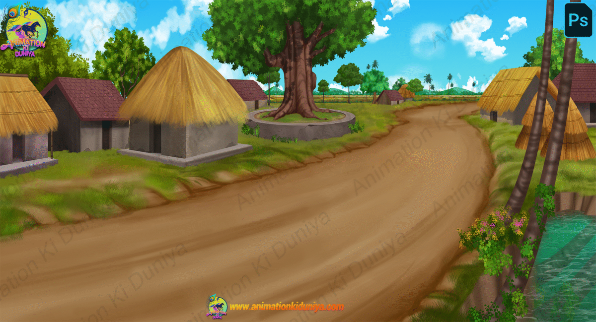 Indian Village Way High Quality PSD Background - Indian Village Background - Image 1