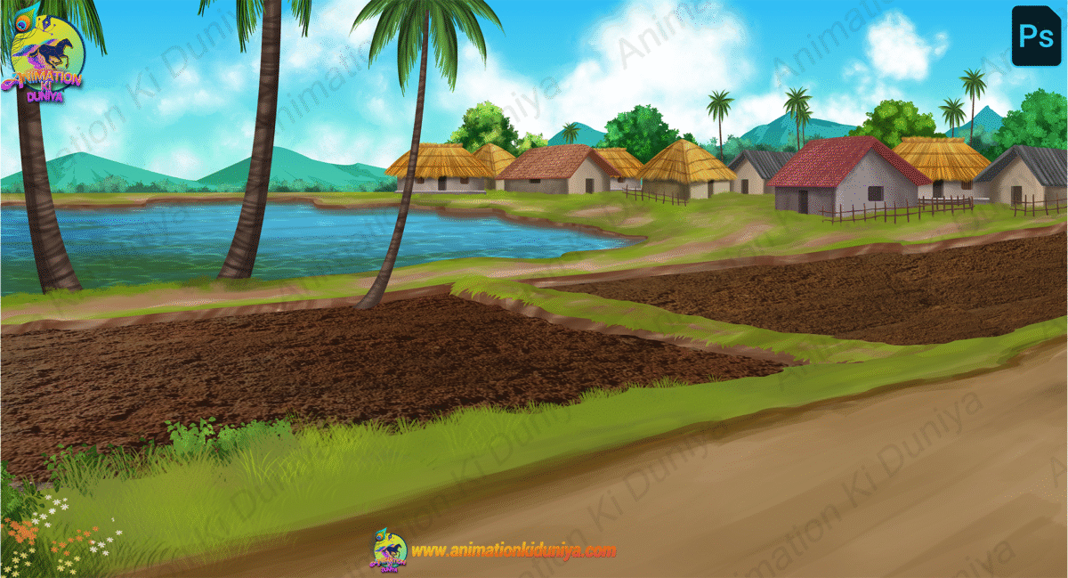 Indian Village Road Side View PSD High Quality Background - Indian Village Khet (Crop Field) - Image 1