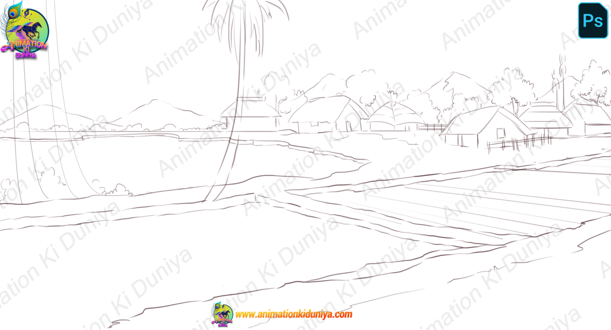 Indian Village Road Side View PSD High Quality Background - Indian Village Khet (Crop Field) - Image 2