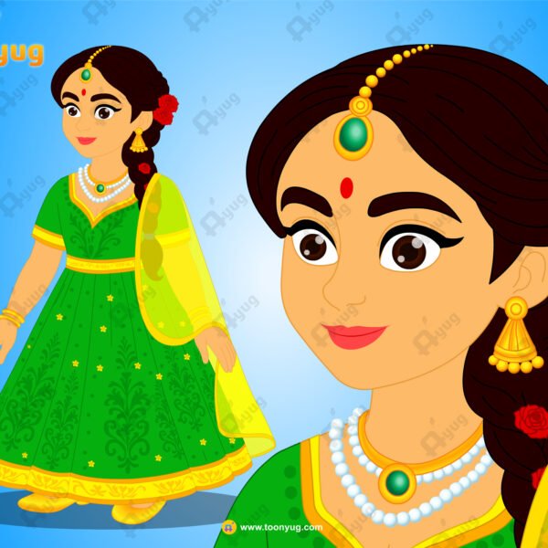 Green Suit Girl Rigged and Animated Character - Royal Period