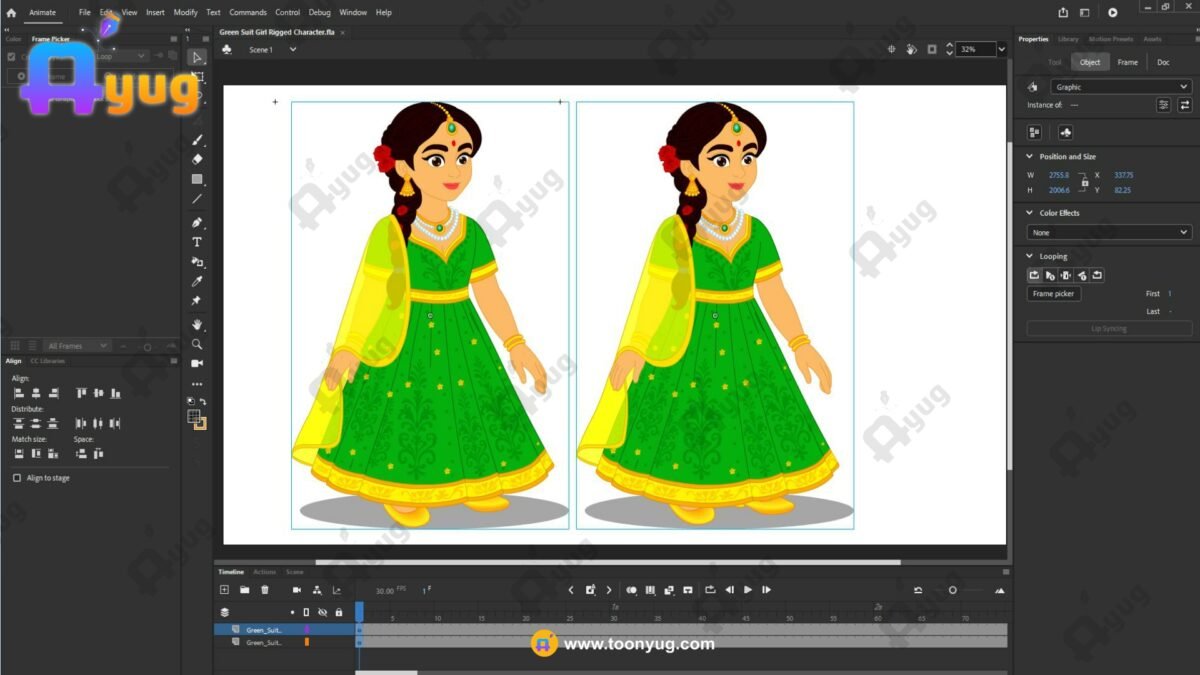 Green Suit Girl Rigged and Animated Character - Royal Period - Image 4