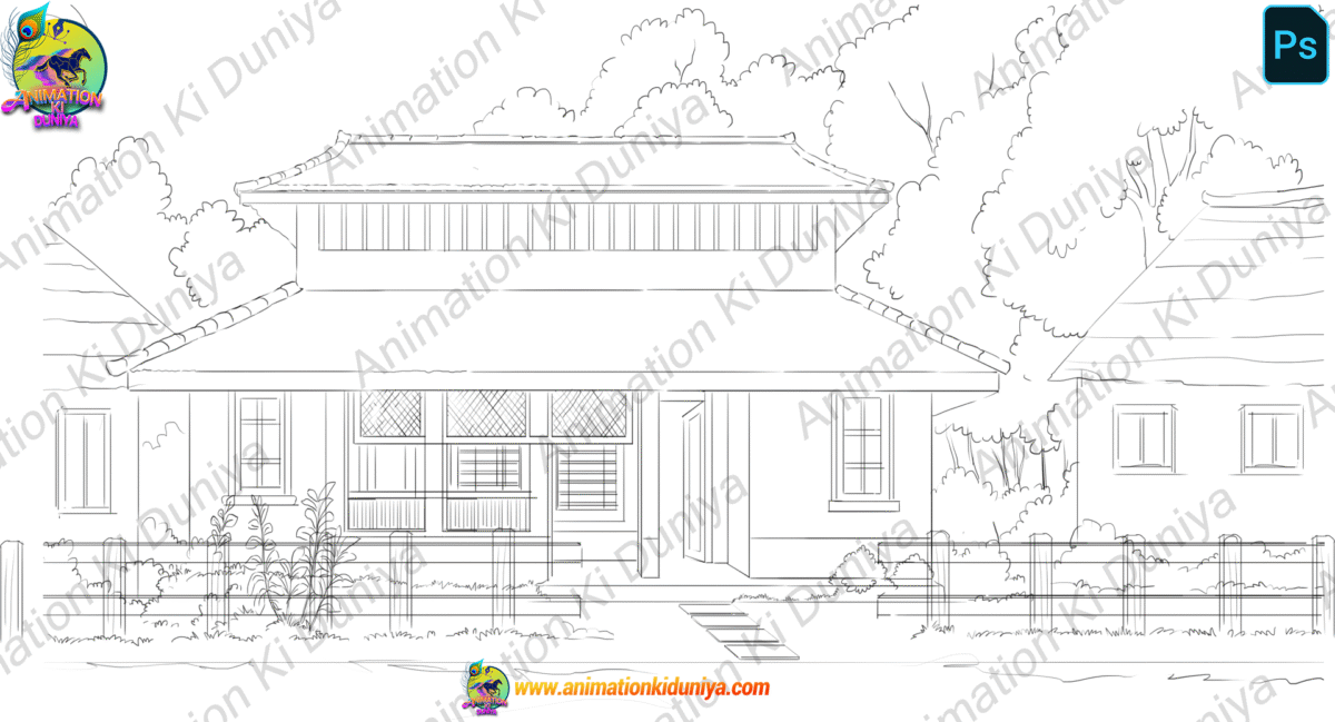 Indian Village House View PSD High Quality Background - Image 2
