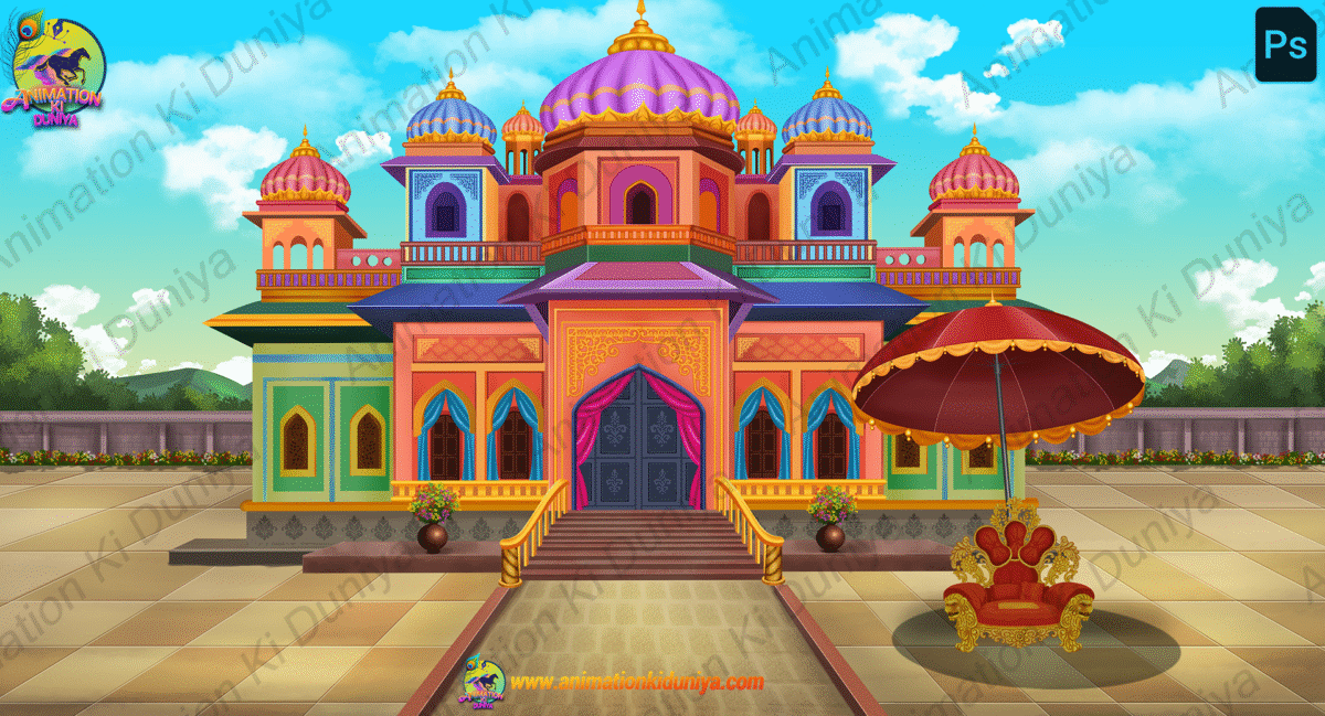 Rajmahal Cartoon Background - (Rajmahal) High Quality PSD Background - Image 1
