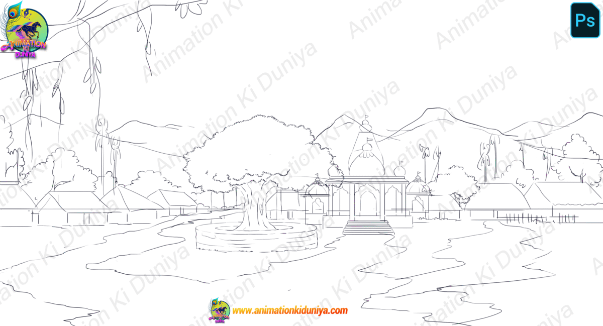 Village and Back Mountain – PSD Background - Image 2
