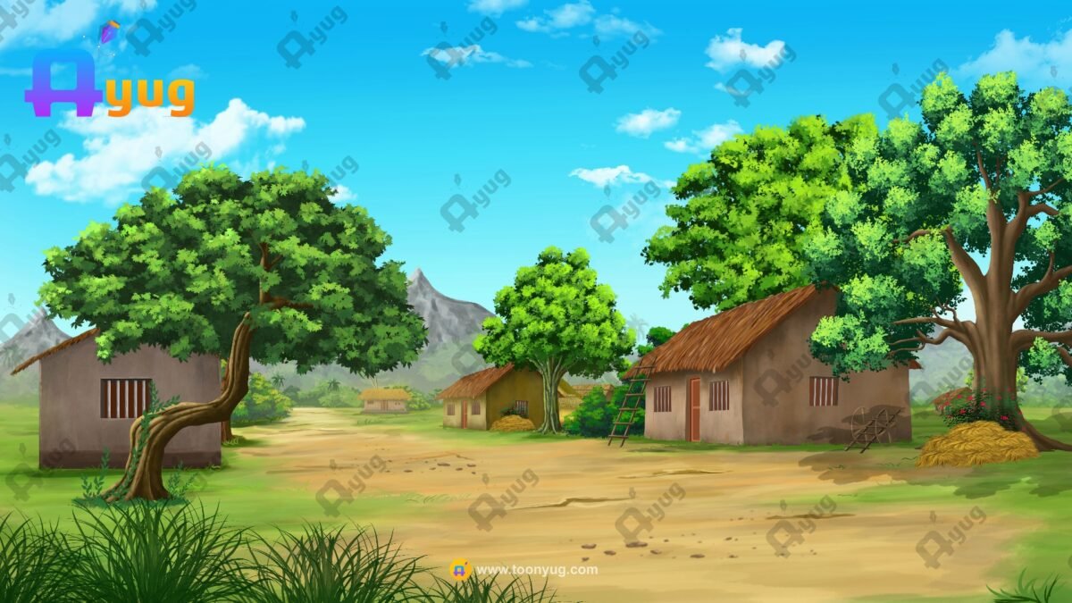 Village and Back Mountain - PSD Background - Image 1