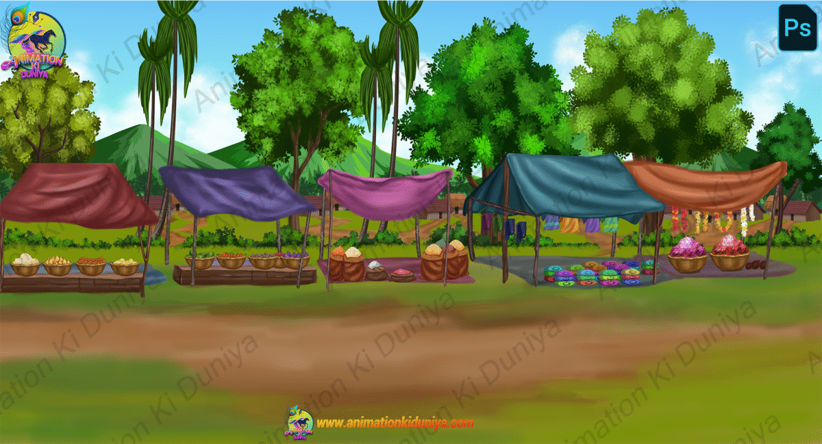 Village Market and Back Mountain – PSD Background - Image 1