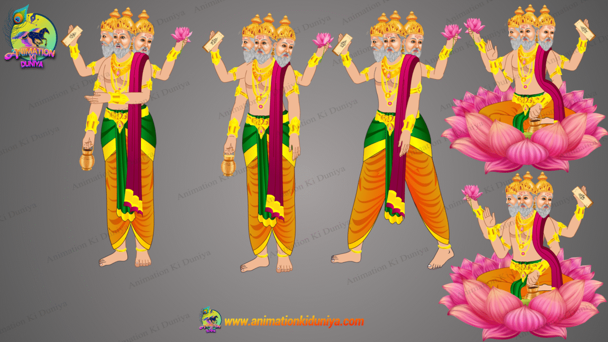 Brahma Dev Cartoon Character “PSD and Animated” - Image 1