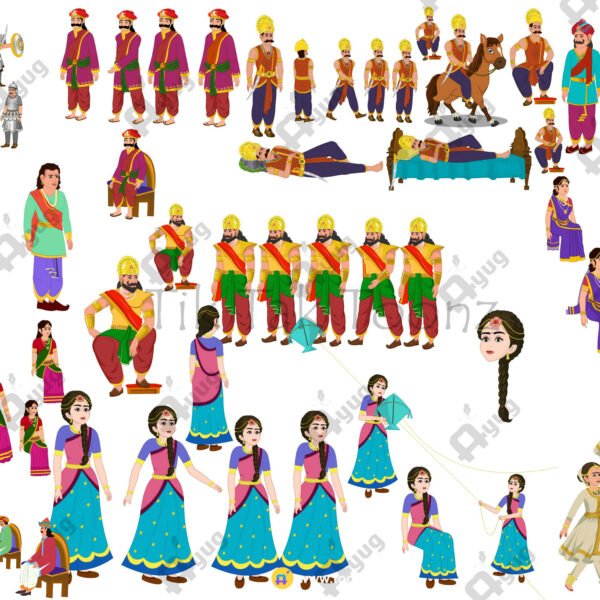 10+ King,Raja,Rani,Rajkumar,Rajkumari,Mantri,King's Nartaki and king Darbaar Character Pack