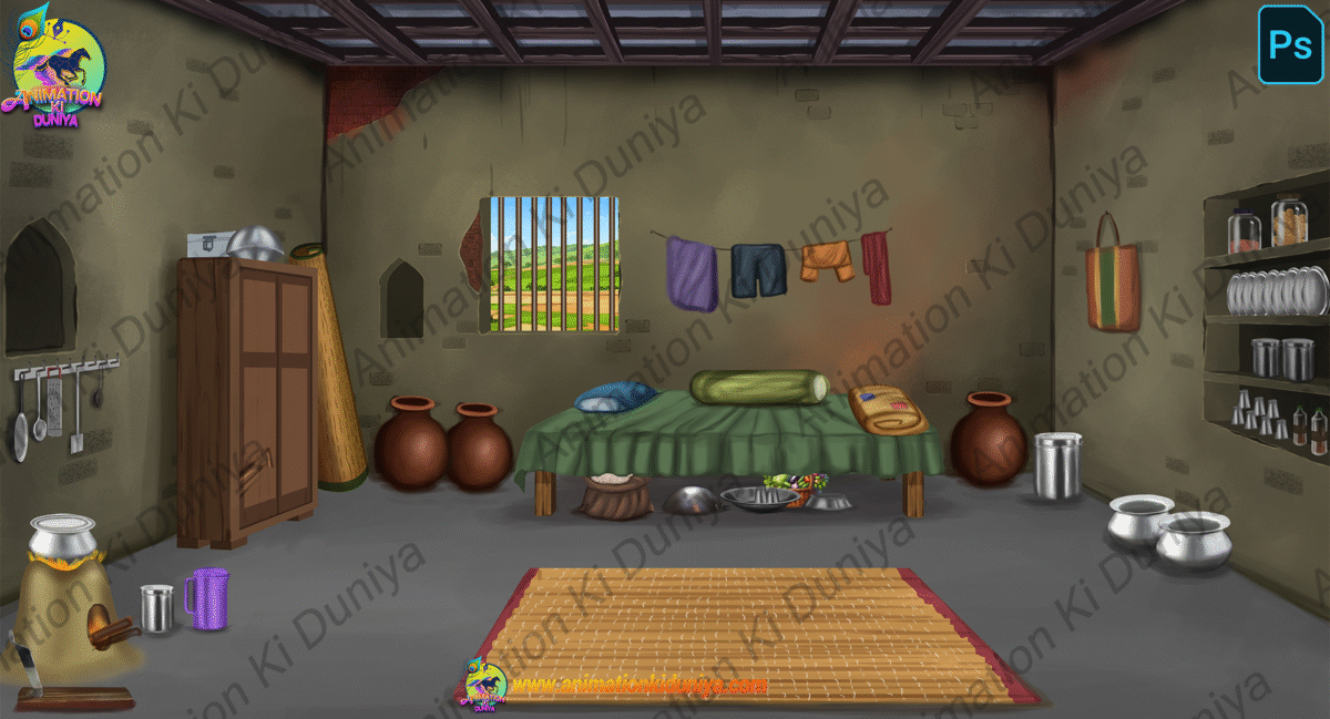 14 PSD High Quality Background Bundle ( Village ,Poor Room ,Market ,Jungle Background ,House Background ) - Image 9