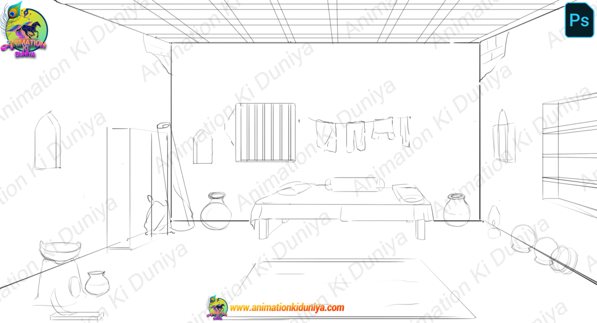 Indian Village Background - Inside Poor Room -Poor Bedroom - Cartoon Background - Image 2