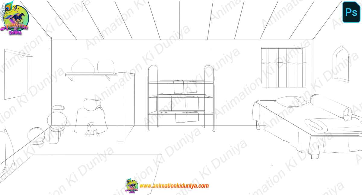 Indian Village Background - Inside Poor Room -Poor Bedroom - Cartoon Background - Image 2
