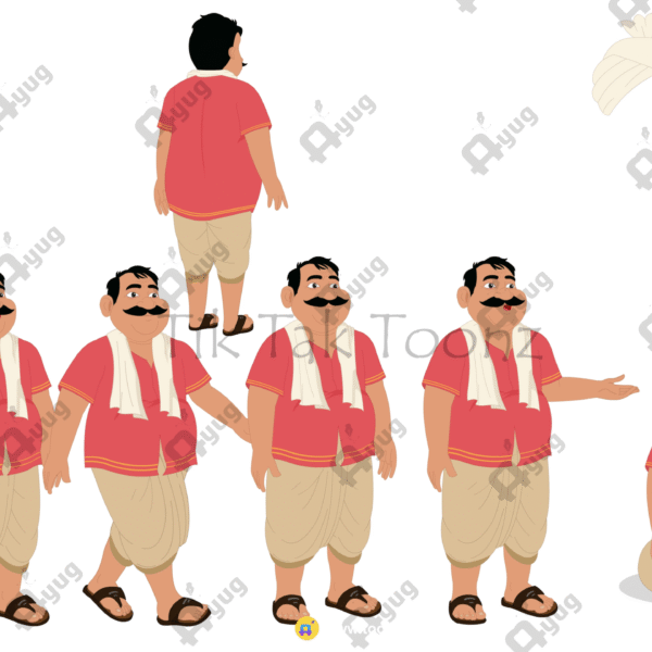 Indian Village Man Motu Halwai Animated Human Character