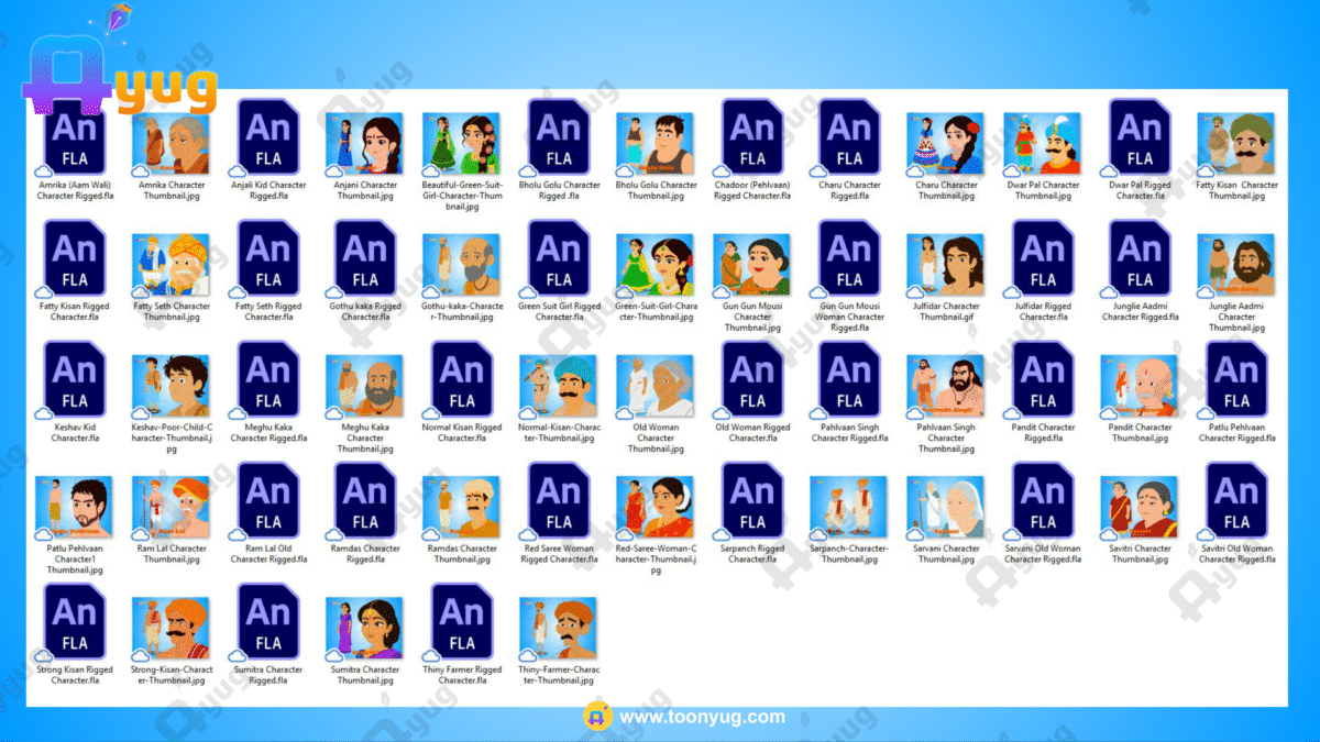 29 Krishn Series Rigged Village Characters Bundle - Krishn Series Characters - Image 2