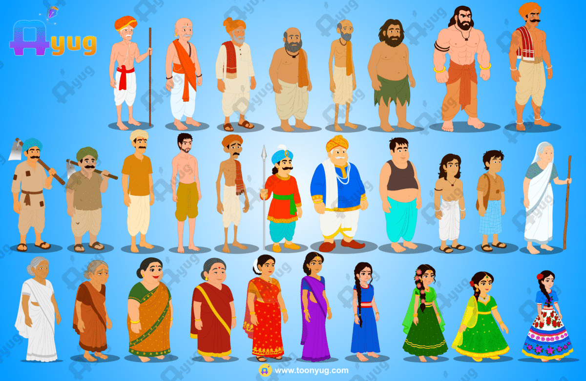 29 Krishn Series Rigged Village Characters Bundle - Krishn Series Characters - Image 1
