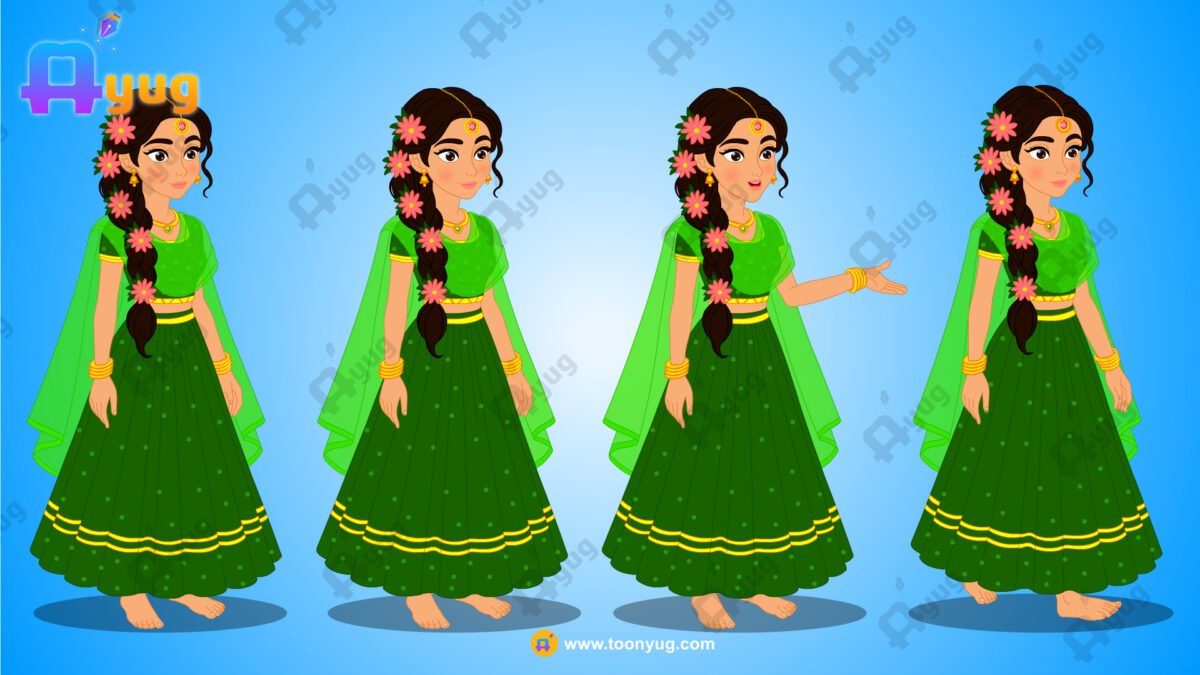 Beautiful Green Suit Girl Rigged and Animated Character - Royal Period - Image 3