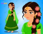 Beautiful Green Suit Girl Rigged and Animated Character - Royal Period