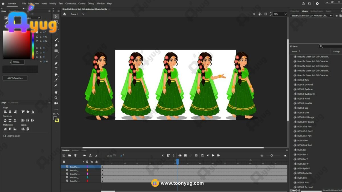 Beautiful Green Suit Girl Rigged and Animated Character - Royal Period - Image 2