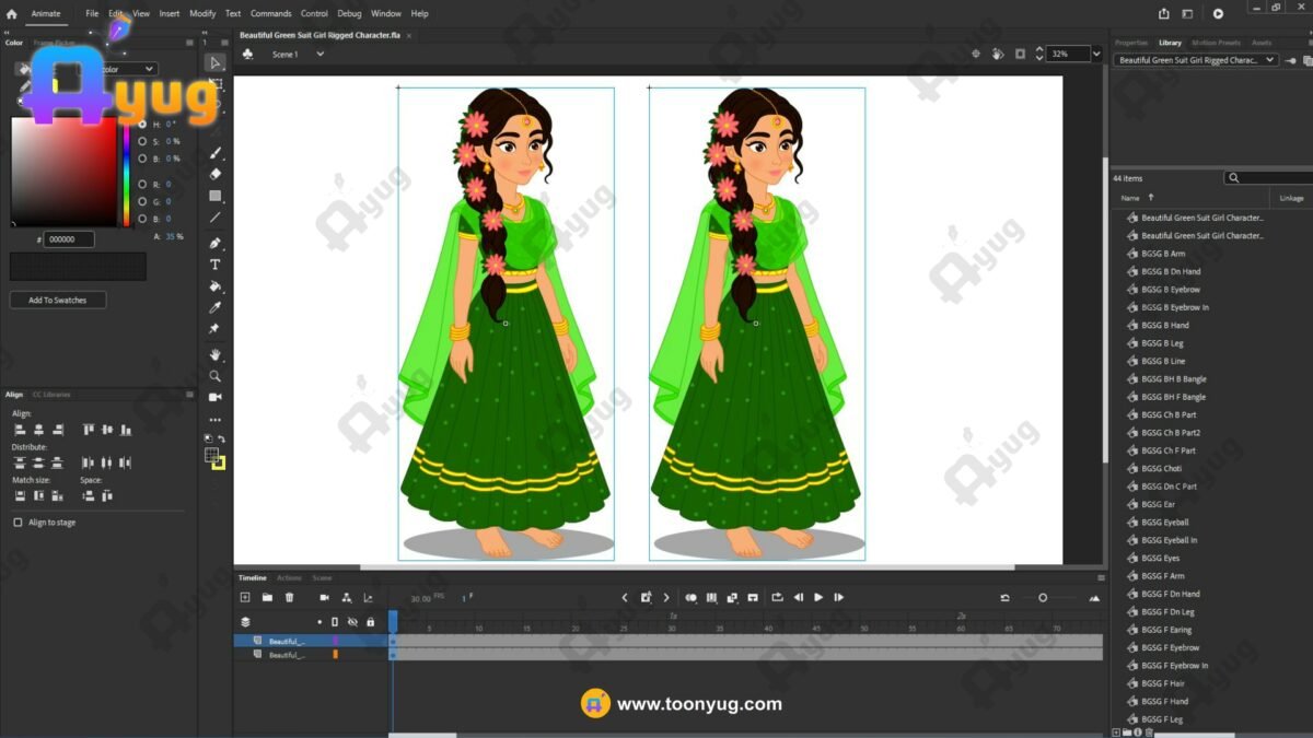 Beautiful Green Suit Girl Rigged and Animated Character - Royal Period - Image 4