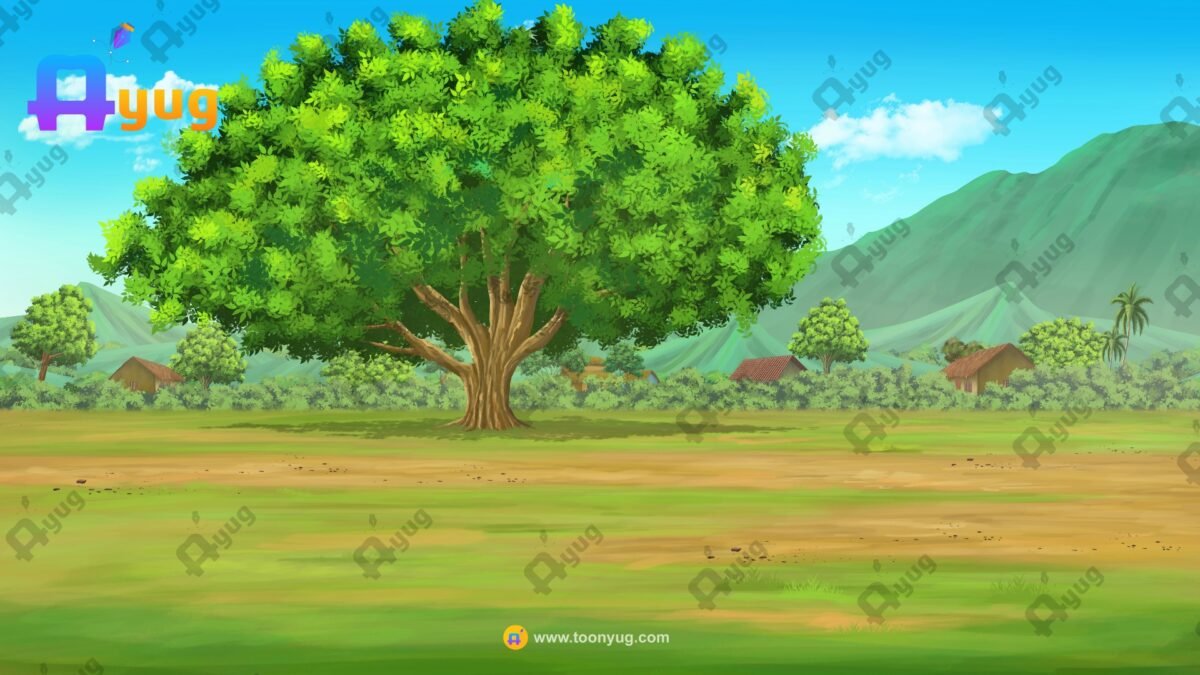 Big Tree and Back Village - PSD Background - Image 1